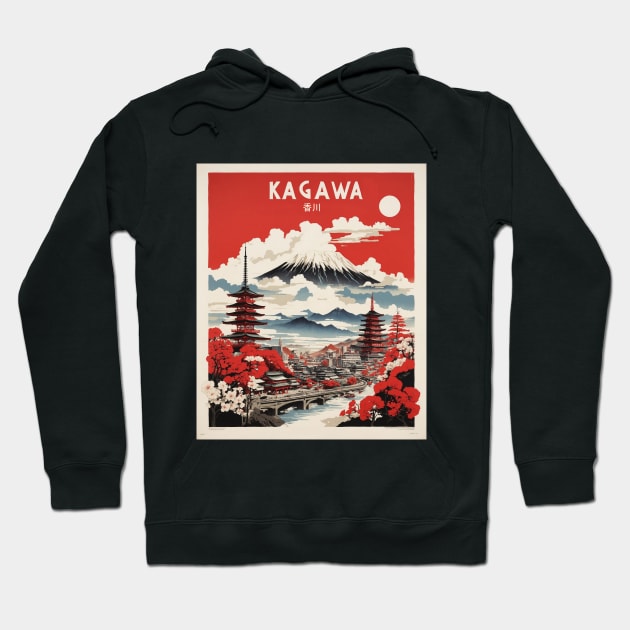 Kagawa Japan Travel Vintage Tourism Poster Hoodie by TravelersGems